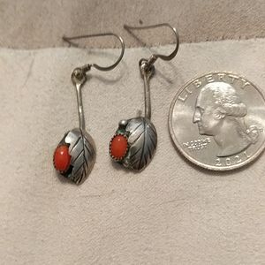 Coral and Sterling Silver Earrings